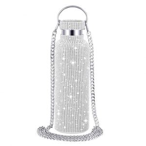 Botella de Agua con Logotipo Personalizado, Termo de Acero Inoxidable 304 de 17 oz/500 ml con Cadena Trasera y Taza con Incrustaciones de Diamantes - Product Image 2
