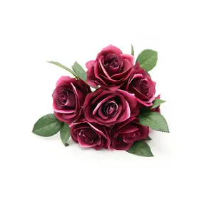 SESSION Hochzeitsdekoration 12-Kopf-Rosenstrauß künstlicher Blumenstrauß für den Haushalt Tisch rote Seidenrose Blume