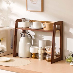Estante para té de madera de nogal con textura de veta de madera delicada, de varios niveles para exhibir teteras, recipientes para té y otros usos multifuncionales. - Product Image 2