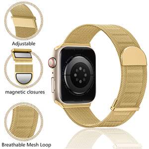 <span class=keywords><strong>Bracelet</strong></span> à boucle magnétique en maille à deux sections en acier inoxydable pour <span class=keywords><strong>Apple</strong></span> <span class=keywords><strong>Watch</strong></span> 9 8 <span class=keywords><strong>7</strong></span> 6 5 4 SE <span class=keywords><strong>Bracelet</strong></span> métallique à boucle milanaise - Product Image 4