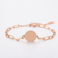 Bracelet rond en acier inoxydable gravable personnalisé Ywyougang, chaîne à maillons trombone avec breloque pour femme, idéal pour le quotidien et les cadeaux