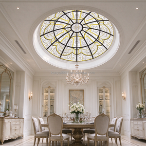 Dôme de plafond en vitrail européen multicolore géométrique pour villa, hall, escalier, éclairage et décoration panoramique - Product Image 3
