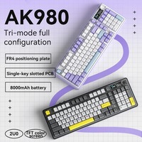 AJAZZ AK980 Keyboard Mekanik Nirkabel dan Berkabel Dengan Layar dan Tombol Pengatur Posisi Lampu Bawah RGB Dapat Disesuaikan