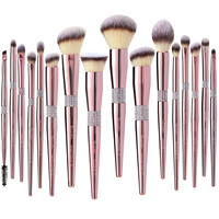 Quotidien Reine & Mor-phe16 Pcs Nano Cheveux Brillant Rose Or Poignée Poudre Pinceaux De Maquillage Qualité Premium et Sensation Luxueuse Logo Personnalisé