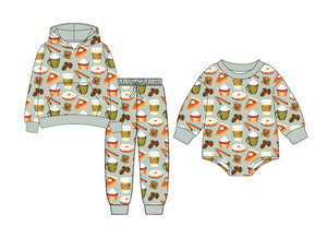 Ensemble 2 pièces pour enfant : sweat à capuche et pantalon de jogging imprimé tarte à la pomme d'automne, 95% coton, 5% élasthanne, collection boutique personnalisée - Product Image 3