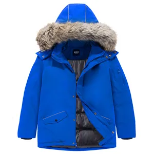 Veste d'hiver épaisse coupe-vent personnalisée en usine pour garçons Parka à capuche en fausse fourrure pour les activités de plein air par temps froid