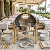 Ensemble de réchauds de luxe à couvercle roulant, chauffe-plats commerciaux en acier inoxydable pour buffet avec supports à combustible, équipement de restauration
