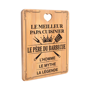 <span class=keywords><strong>Planche</strong></span> de service en bambou gravée au laser avec un trou en forme de cœur, meilleur <span class=keywords><strong>papa</strong></span> au monde, plateau en bois pour les amateurs de barbecue, cadeau - Product Image 5