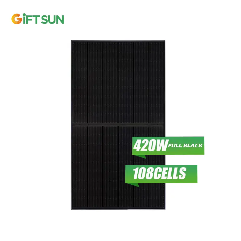 Harga pabrik panel surya BIPV penuh hitam 400w 405watt 410W 420watt modul PV semua panel surya hitam