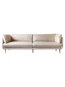 Canapé en tissu crème, style nordique moderne minimaliste, ensemble modulaire carré, appartement, salon, rembourrage en éponge, pieds en acier inoxydable - Product Image 4