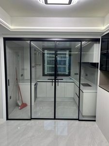 Three Four Five Linkage Extremely Narrow Aluminum Telescopic Sliding Glass Door Exterior Glass Partition Wall <strong>Room</strong> <strong>Divider</strong> - Product Image 5