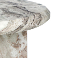 Table basse en marbre Nero Marquina Dream Home, à deux niveaux, ronde, avec base en pierre massif, table de salon