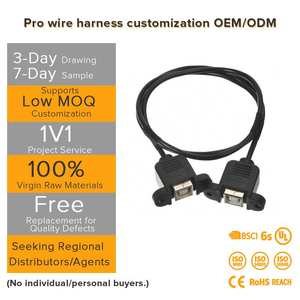 Kabel Konektor Elektronik Tembaga XPB dengan Port USB Persegi 2.0 Female dan Kabel Konversi Data Female Tipe B - Product Image 3