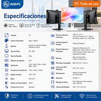 PC Todo en Uno de 27 Pulgadas con Pantalla Plana IPS LCD/LED, 1080p, 75Hz/144Hz/165Hz, Cámara Emergente, Soporte Ajustable, Compatible con EU/AU, para Oficina
