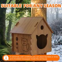 Maison pour chat en bois, abri imperméable pour intérieur et extérieur, entrée en forme de tête de chat, respirant, facile à assembler