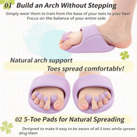 Chaussons de massage pour l'alignement des orteils avec espaceurs, chaussures d'équilibre pour l'entraînement de la voûte plantaire et le soutien de la posture