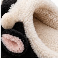 Pantoufles mules en peluche vache de dessin animé, douces et moelleuses, antidérapantes, à bout fermé, pour l'intérieur