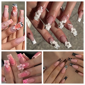 <span class=keywords><strong>Uñas</strong></span> Postizas Acrílicas Hechas a Mano con Diseño de Margarita 3D Cuadrada, Logotipo Personalizado ODM, Cobertura Completa - Product Image 4