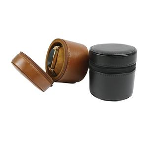 Single Travel case Watch Boxes Cases Watch Pouch Travel case Large Capacity Leather Cylindrical Portable Jewelry Storage Box - Product Image 4