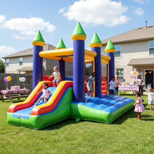 16*11ft Commercial Outdoor Inflatable Jumping Castle for Kids Park Bounce House with <strong>Slide</strong> <strong>Trampoline</strong> Area - Product Image 1