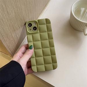 Funda para iPhone 13 Pro Max con diseño de pan verde oliva frío estilo INS, para Apple 12, 14, XS, color sólido a cuadros - Product Image 3