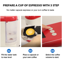 Machine à café électrique en plastique 1450W 19 bars, 7 niveaux de pression, semi-automatique, universelle, multi-capsules