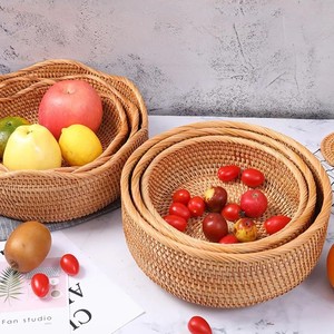 Eco-Friendly Scalloped Edge Autumn Rattan Serving Tray Handcrafted Round Food Platter Hot Sale from Vietnam - Product Image 1