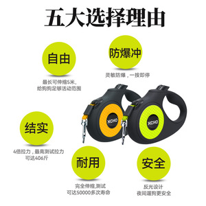 Correa Retráctil Automática para Perro Xcho, Verde Fluorescente, 5 Metros, Agarre Cómodo y Antideslizante para Caminar Fácilmente - Product Image 5