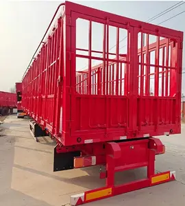 Wosheng Factory Price 3 Axle Livestock Farm Fence Steel Stake Semi Trailer