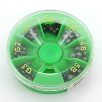 Boîte en plastique verte emballage forme ronde plomb split shot pêche poids plombs