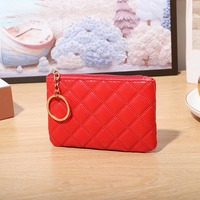 Dompet koin kulit PU portabel koin Wanita Fashion murah kustom pabrik tas penyimpanan warna murni