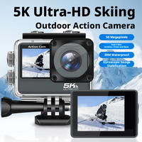 DLC 5K Stabilisation gyroscopique 6 axes Écran double avant-arrière étanche 30M WiFi Zoom 2x-7x pour ski, cyclisme, plongée, vlog en extérieur