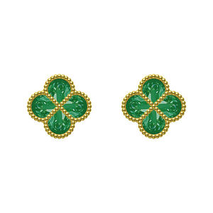 Niñas de gama alta 18K Oro Verde <span class=keywords><strong>Van</strong></span> malaquita pulsera <span class=keywords><strong>Cleef</strong></span> colgante pendientes conjunto al por mayor - Product Image 5