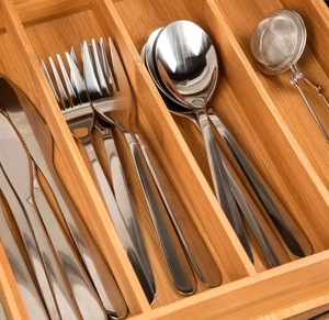 Di bambù Espandibile Portaposate 7 Scomparti Cassetto Organizzatore Premium Utensile Vassoio Da Cucina Regolabile di <span class=keywords><strong>Divisori</strong></span> <span class=keywords><strong>per</strong></span> Cassetti - Product Image 4