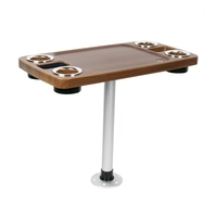 Table de ponton en bois ABS avec porte-gobelet Base en aluminium meubles de ponton pour accessoires de bateau RV fournitures marines