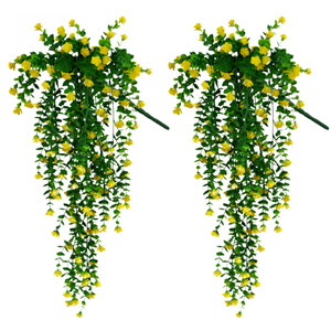 <b>Artificial</b> <b>Hanging</b> Flower <b>Basket</b> Yellow White Plastic Outdoor Wedding Decoration - Product Image 2