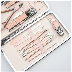 <span class=keywords><strong>Kit</strong></span> de démarrage en acier inoxydable rose doré de 12 pièces <span class=keywords><strong>pour</strong></span> <span class=keywords><strong>manucure</strong></span> et pédicure, fabrication de ciseaux à ongles courbés, logo personnalisé - Product Image 5
