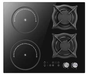 <span class=keywords><strong>Cuisinière</strong></span> encastrable double usage gaz et électrique 4 brûleurs (2 gaz, 2 électriques) en verre D4-05B, classe d'efficacité énergétique, protection anti-extinction de flamme - Product Image 1