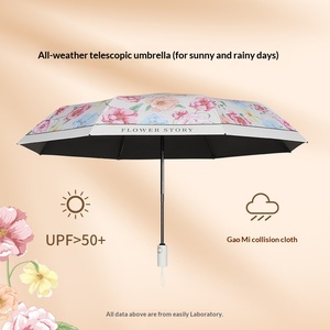 Parapluie pliant entièrement automatique, design frais, en caoutchouc noir, anti-UV, double usage soleil/pluie, idéal pour les cadeaux, pour fabricants - Product Image 4