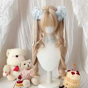 Peluca Lolita Roman Curl, pelo largo y rizado con flequillo, fibra Kanekalon, línea de cabello natural, estilo dulce para mujeres - Product Image 3