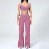 Ensemble de yoga pour femmes : soutien-gorge de sport, débardeur et pantalon long, séchage rapide, pour la course en extérieur et la gym