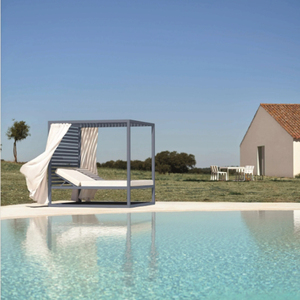 Lit de repos de luxe pour hôtel-resort et villa, avec auvent extérieur, structure en aluminium, rideaux, dossier réglable, durable - Product Image 5