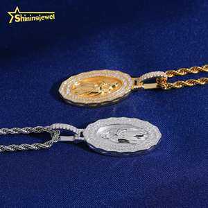 จี้เพชรโมอิสซาไนต์เงินแท้ 925 แบบฮิปฮอป ไม่มีภาษีศุลกากรจากคลังสินค้าสหรัฐอเมริกา ผ่านการทดสอบเพชร  จี้ซานตา มาเรีย - Product Image 2