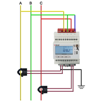 Compteur d'énergie intelligent sans fil Acrel MQTT Wifi avec 4 canaux de capteurs de température NTC + 3 transformateurs de courant à noyau divisé 0-300A