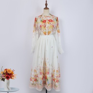 Solid Chiffon Mini <b>Dress</b> <b>Long</b> Sleeve Stand Collar A-Line Loose <b>Boho</b> Style Candy Color Ruffles Spring Casual Breathable Elastic - Product Image 3