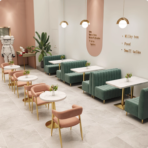 Thiết kế sang trọng hiện đại nhung bọc gian hàng chỗ ngồi dài ghế ăn và bàn đặt cho quán bar nhà hàng tráng miệng cafe sử dụng - Product Image 1