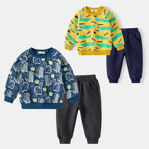 2023 autunno felpa Casual da ragazzo alla moda Set di <span class=keywords><strong>pantaloni</strong></span> della <span class=keywords><strong>tuta</strong></span> a maniche lunghe stampati a blocchi di colore 100% cotone - Product Image 6