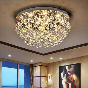 Zèle Éclairage Cristal Éclairage Lustre En Acier Inoxydable K9 Boule De Cristal Plafonniers Ronds Chambre - Product Image 1