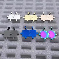 Collier puzzle détachable personnalisé en forme de plaque d'identification pour chien, cadeau idéal pour meilleur ami, amoureux ou couple, en métal artisanal
