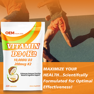 Cápsulas de Gel Suave Veganas de Vitamina D3 K2 OEM, Suplemento de Vitamina D3 y K2 con Aceite de Coco para la Salud Ósea - Product Image 4